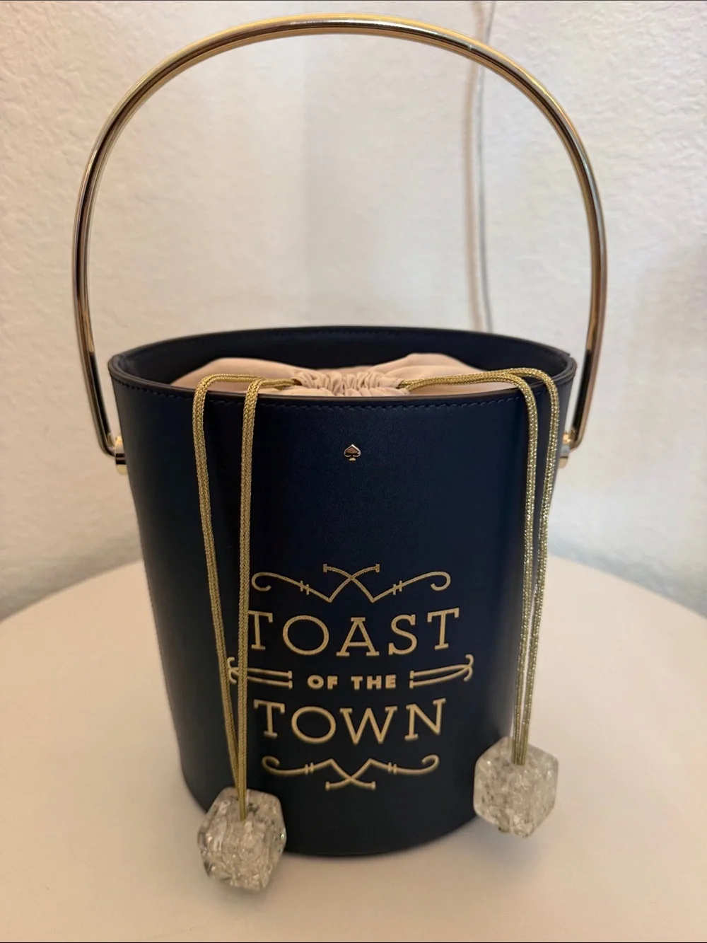 kate spade navy and gold 'Toast of the Town' Ice Bucket GOOD CONDITION